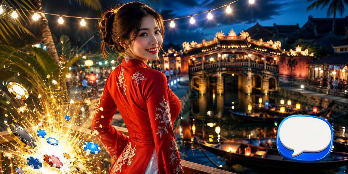 Không khí giải trí casino và áo dài truyền thống tại Hội An